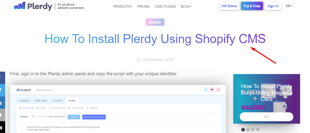 Пример правильной структуры главного экрана сайта
