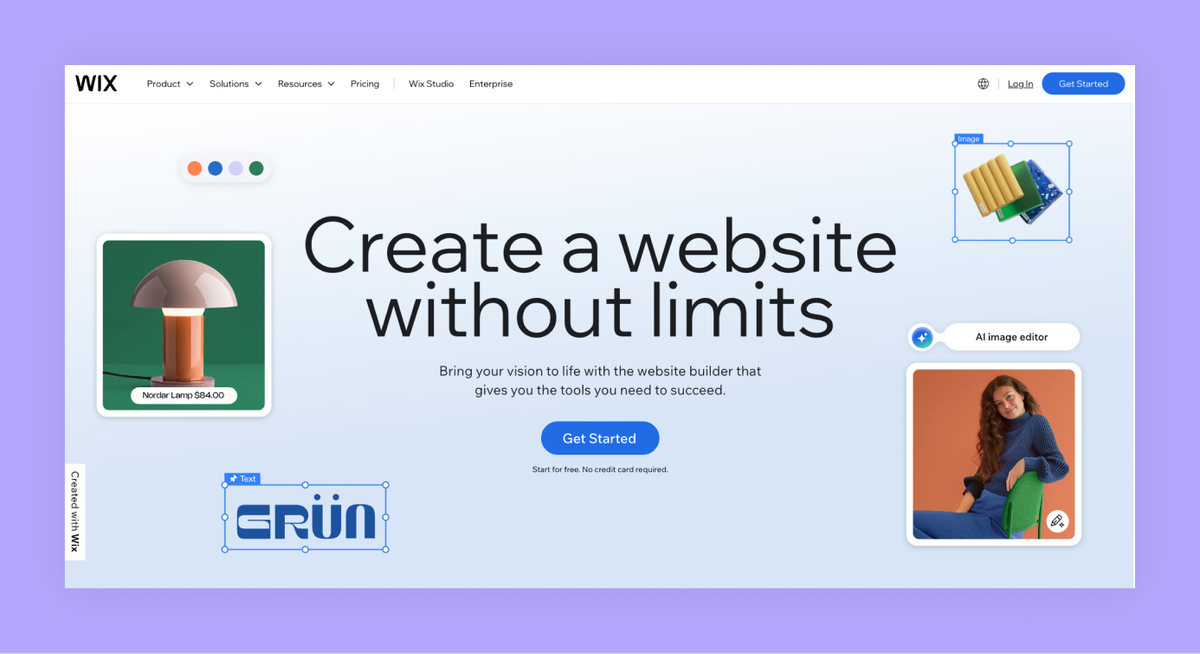 Интерфейс Wix Studio с настройками шаблона для консалтингового сайта
